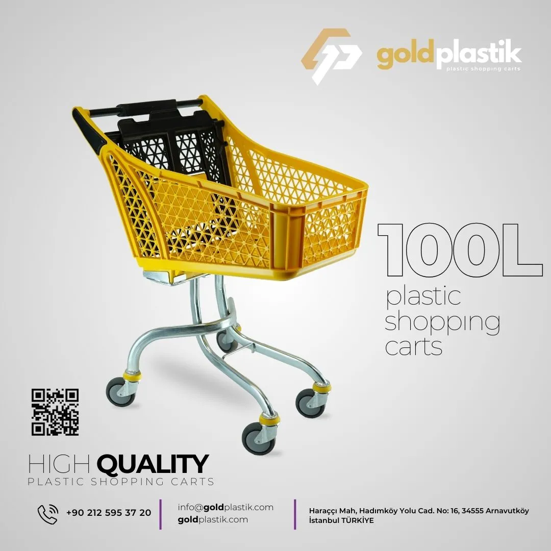 100 L Plastik Alışveriş Arabaları