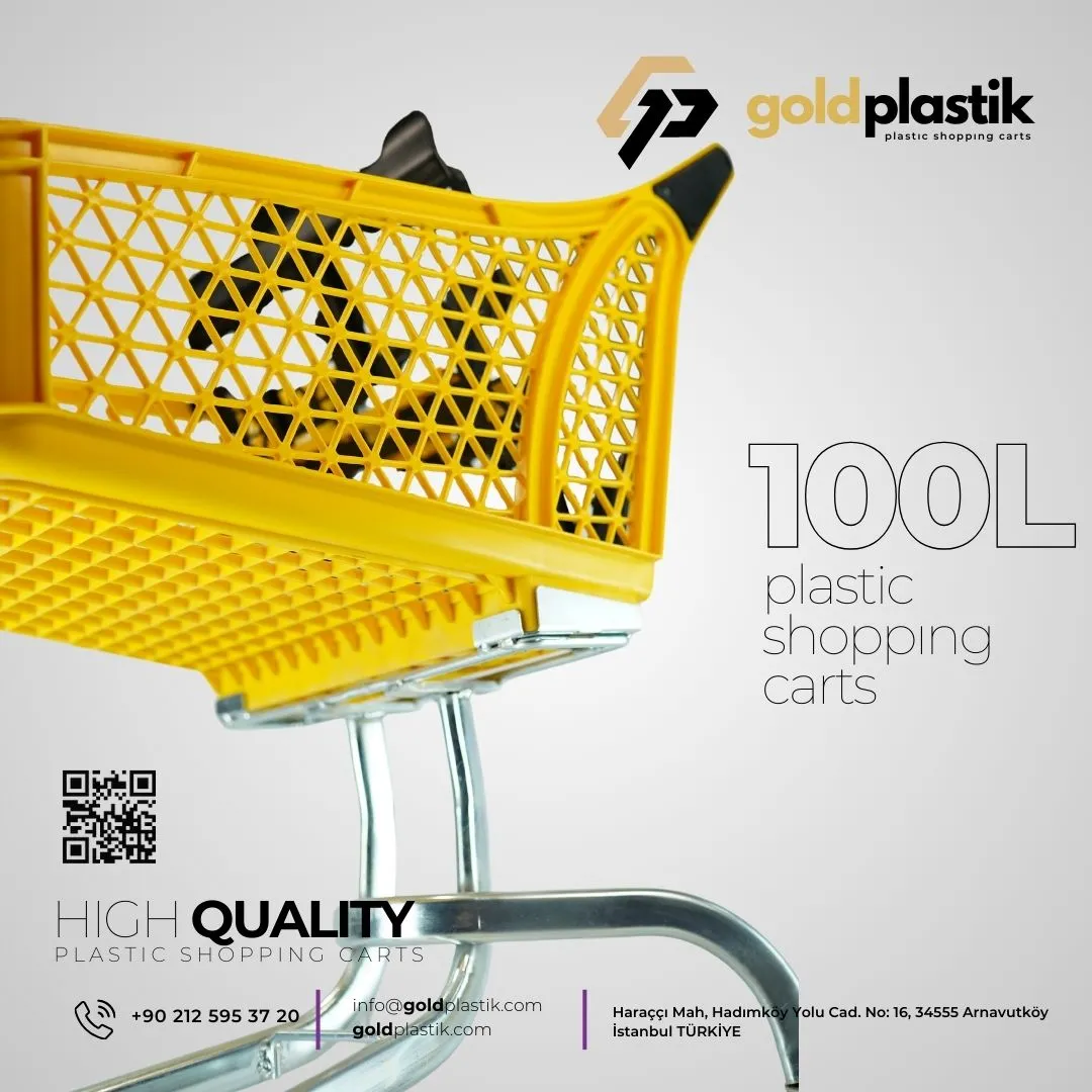 100 L Plastik Alışveriş Arabaları