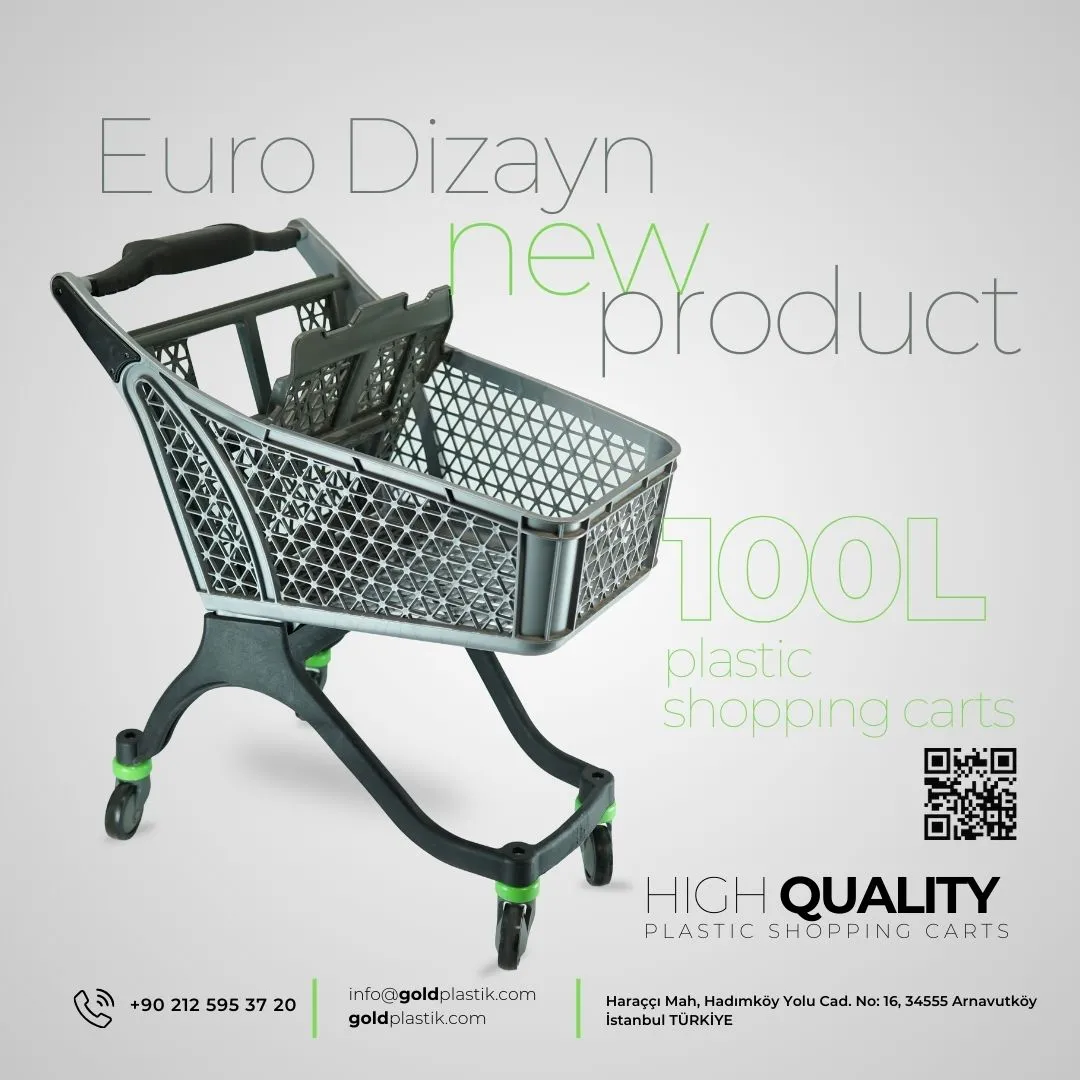 Özel Ergonomik 100 Lt Plastik Market Arabası