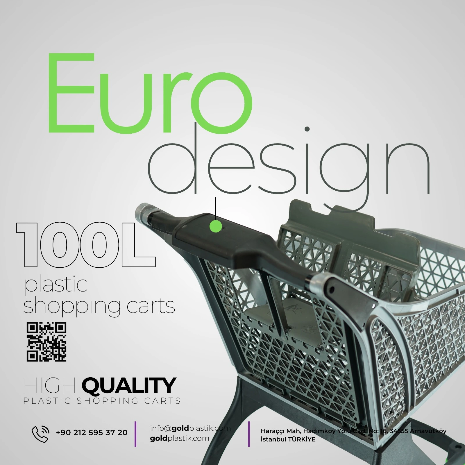 Özel Ergonomik 100 Lt Plastik Market Arabası
